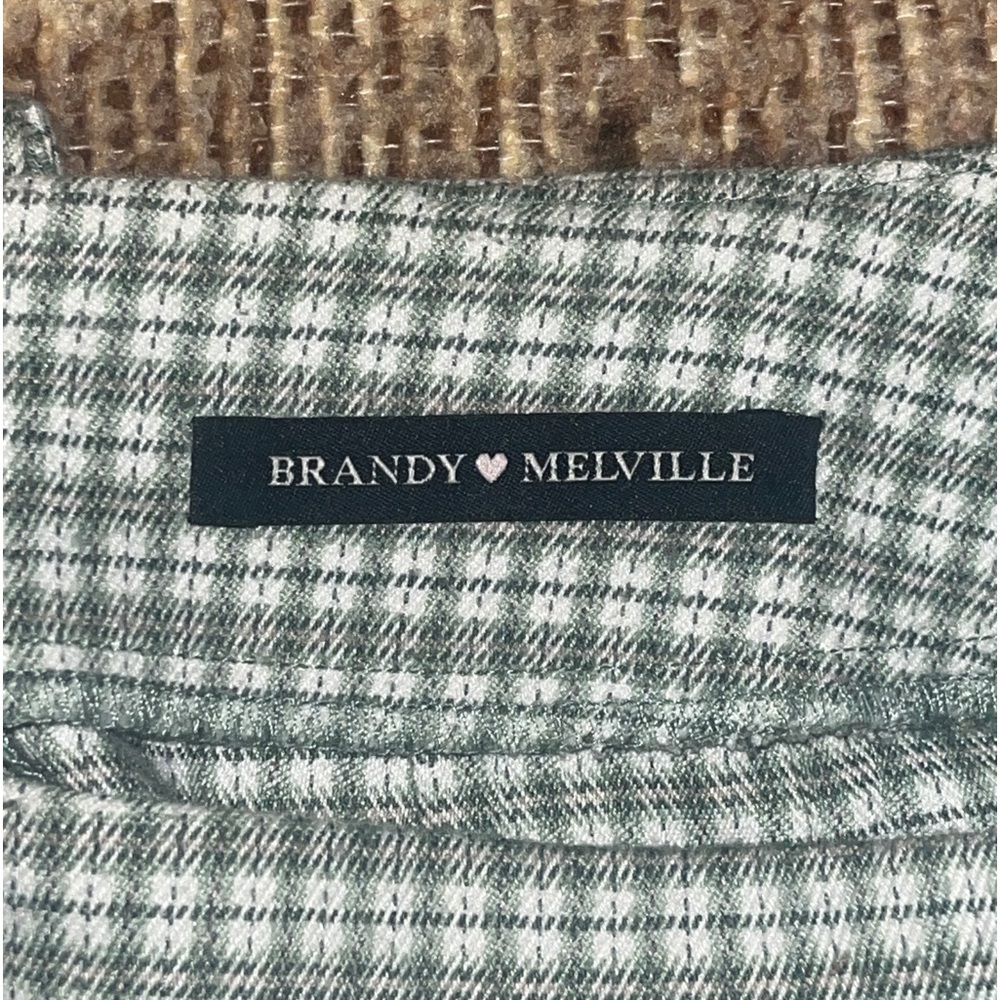 Sage green gingham mini skirt - Picture 3 of 4